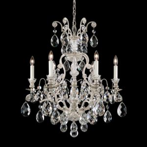 Renaissance 6-Light Chandelier in Antique Silver with Clear Heritage Crystals
