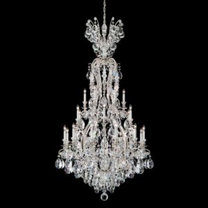 Schonbek Renaissance 24 Light Chandelier in Antique Silver with Clear Heritage Crystals