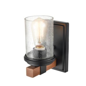  Taos Wall Sconce in Matte Black and Wood Grain