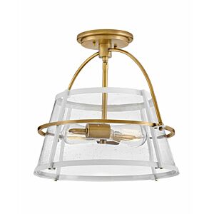 Hinkley Tournon 2-Light Semi-Flush Ceiling Light In Heritage Brass With Polished White Accents