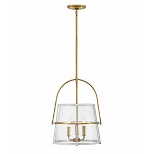 Hinkley Tournon 3-Light Pendant In Heritage Brass With Polished White Accents