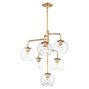 Maxim Branch 6 Light Transitional Chandelier in Natural Aged Brass