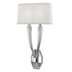 Hudson Valley Erie 2 Light 21 Inch Wall Sconce in Polished Nickel