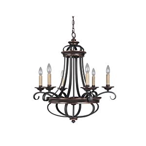 Craftmade Stafford 6 Light Traditional Chandelier in Aged Bronze with Textured Black