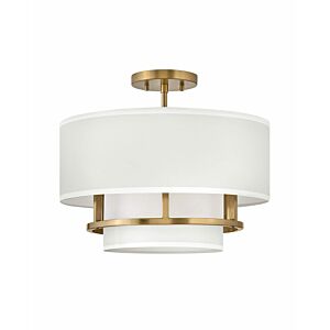 Hinkley Graham 3-Light Semi-Flush Ceiling Light In Lacquered Brass
