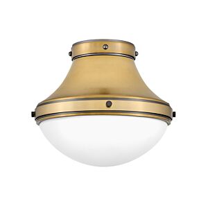 Hinkley Oliver 1-Light Flush Mount Ceiling Light In Heritage Brass