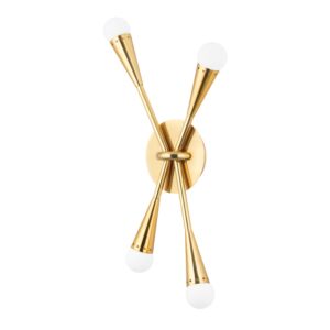 Aries 4-Light Wall Sconce in Vintage Polished Brass with Deep Bronze