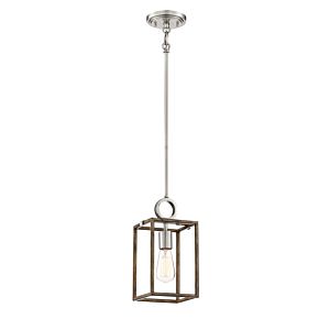 Minka Lavery Country Estates 7 Inch Pendant Light in Sun Faded Wood with Brushed Nickel