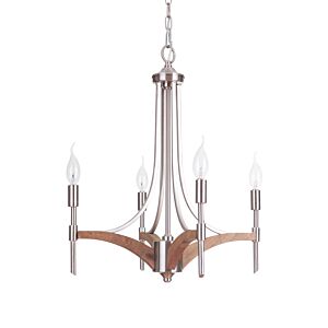 Craftmade Tahoe 4 Light Transitional Chandelier in Brushed Polished Nickel with Whiskey Barrel