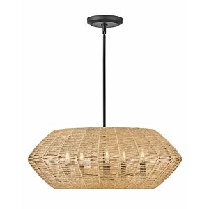 Hinkley Luca 5-Light Chandelier In Black With Camel Rattan Shade
