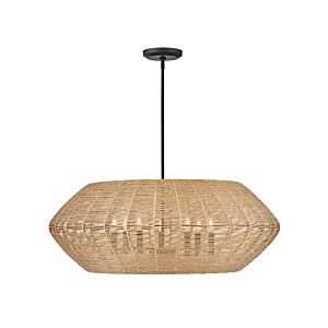 Hinkley Luca 7-Light Chandelier In Black With Camel Rattan Shade