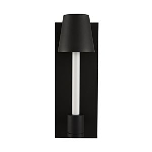 Kalco Candelero Outdoor Wall Light in Matte Black with White Accent