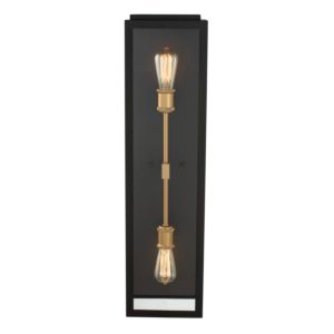 Kalco Ashland 2 Light Outdoor Wall Light in Matte Black with Sanded Gold