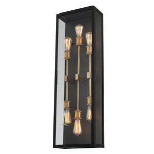Kalco Ashland 6 Light Outdoor Wall Light in Matte Black with Sanded Gold