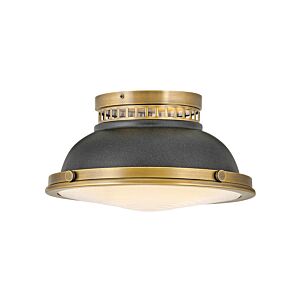 Hinkley Emery 2-Light Flush Mount Ceiling Light In Heritage Brass With Aged Zinc Accents