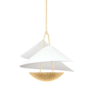Carini 3-Light Pendant in Vintage Gold Leaf with Gesso White
