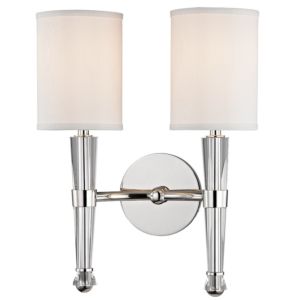 Hudson Valley Volta 2 Light 15 Inch Wall Sconce in Polished Nickel