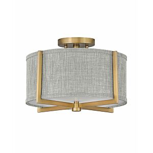 Hinkley Axis Heathered Gray 2-Light Semi-Flush Ceiling Light In Heritage Brass