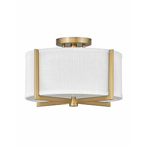 Hinkley Axis Off White 2-Light Semi-Flush Ceiling Light In Heritage Brass