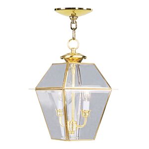 Westover 2-Light Outdoor Pendant in Polished Brass