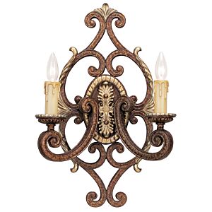 Seville 2-Light Wall Sconce in Palacial Bronze w with Gildeds