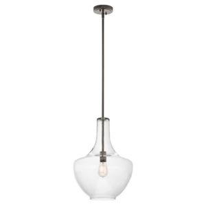 Kichler Everly 13.75 Inch Clear Glass Pendant in Olde Bronze