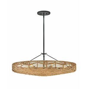 Hinkley Ophelia 6-Light Pendant In Black With Natural Shade