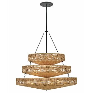 Hinkley Ophelia Chandelier In Black With Natural Shade