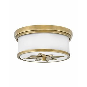 Hinkley Montrose 2-Light Flush Mount Ceiling Light In Heritage Brass
