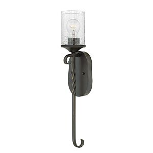 Hinkley Casa 1-Light Wall Sconce In Olde Black With Clear Seedy Glass