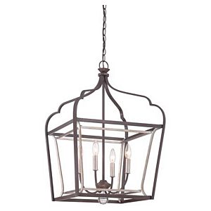 Minka Lavery Astrapia 4 Light 18 Inch Pendant Light in Dark Rubbed Sienna with Aged Silver