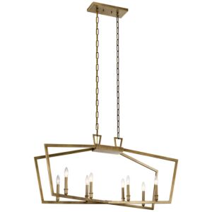 Abbotswell 8-Light Linear Chandelier in Natural Brass