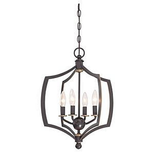 Minka Lavery Middletown 4 Light 16 Inch Transitional Chandelier in Downton Bronze with Gold Highlights