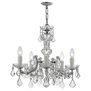 Crystorama Maria Theresa 5 Light 19 Inch Mini Chandelier in Polished Chrome with Clear Hand Cut Crystals