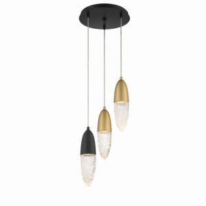 Ecrou 3-Light Chandelier in Mixed Black With Brass