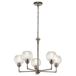 Kichler Niles 26 Inch 5 Light Clear Seeded Chandelier in Antique Pewter