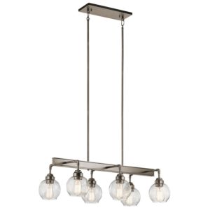 Kichler Niles 32.25 Inch 6 Light Linear Chandelier in Antique Pewter