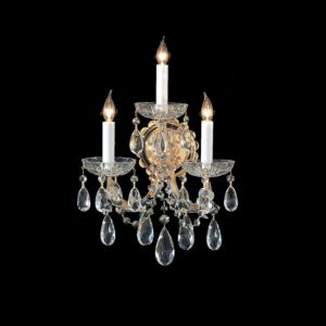 Crystorama Maria Theresa 3 Light 14 Inch Wall Sconce in Gold with Clear Hand Cut Crystals