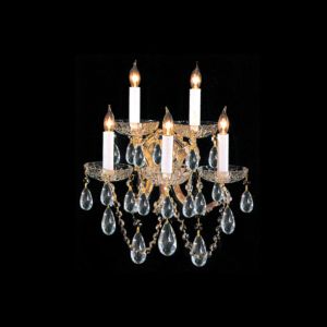 Crystorama Maria Theresa 5 Light 16 Inch Wall Sconce in Gold with Clear Hand Cut Crystals