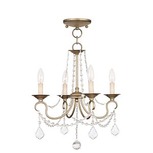 Pennington 4-Light Mini Chandelier with Ceiling Mount in Hand Applied Antique Silver Leaf