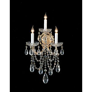 Crystorama Maria Theresa 3 Light 22 Inch Wall Sconce in Gold with Clear Hand Cut Crystals