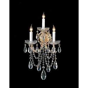 Crystorama Maria Theresa 3 Light 22 Inch Wall Sconce in Gold with Clear Spectra Crystals