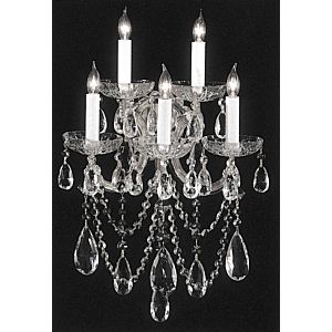 Crystorama Maria Theresa 5 Light 22 Inch Wall Sconce in Polished Chrome with Clear Spectra Crystals