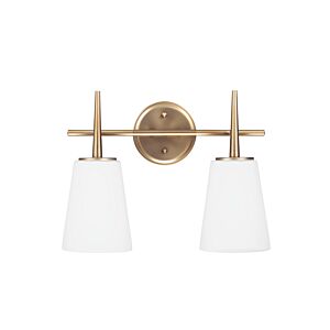 Driscoll 2-Light Bathroom Vanity Light in Satin Brass