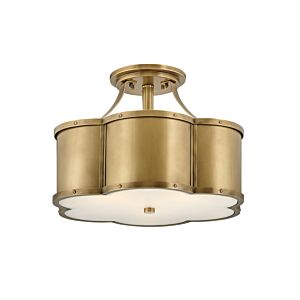 Hinkley Chance 3-Light Semi-Flush Ceiling Light In Heritage Brass