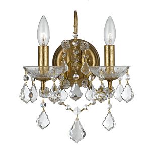 Crystorama Filmore 2 Light 13 Inch Wall Sconce in Antique Gold with Clear Hand Cut Crystals