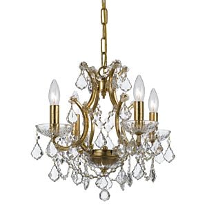 Crystorama Filmore 4 Light 13 Inch Mini Chandelier in Antique Gold with Clear Spectra Crystals