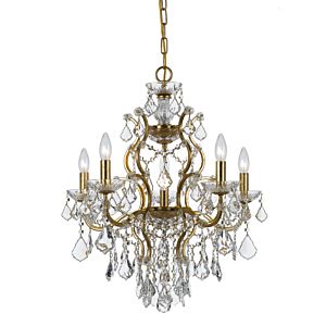 Crystorama Filmore 6 Light 25 Inch Modern Chandelier in Antique Gold with Clear Swarovski Strass Crystals
