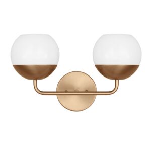 Alvin 2-Light LED Bathroom Vanity Light in Satin Brass