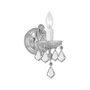 Crystorama Maria Theresa 9 Inch Wall Sconce in Polished Chrome with Clear Hand Cut Crystals